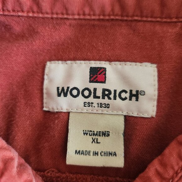 Woolrich Cotton Jacket Shacket Unlined Light Button Up Henna Red Womens XL - Picture 6 of 9